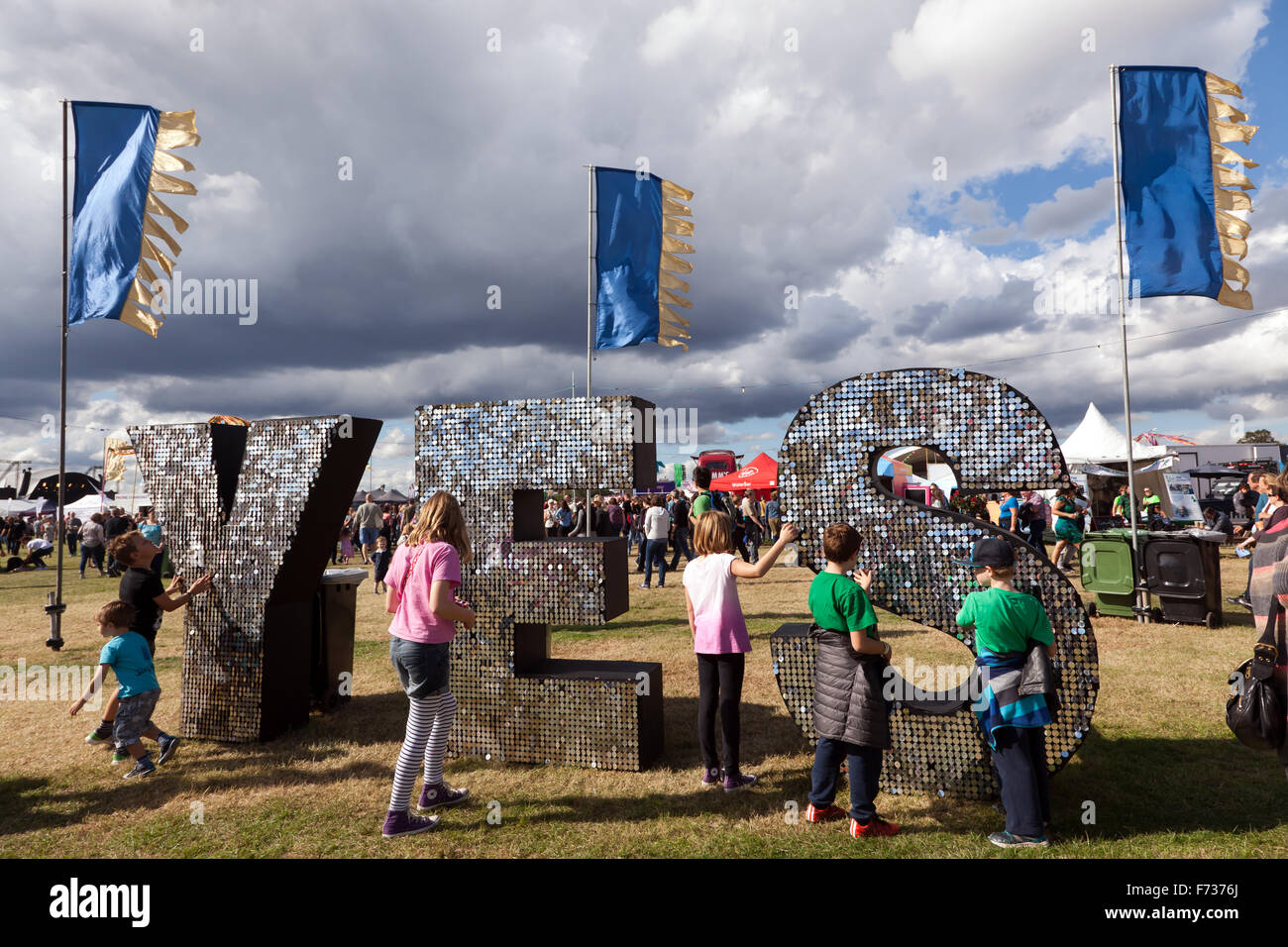 'Art Work' at the entrance to the On Blackheath Music Festival Site, Blackheath 2015. Stock Photo