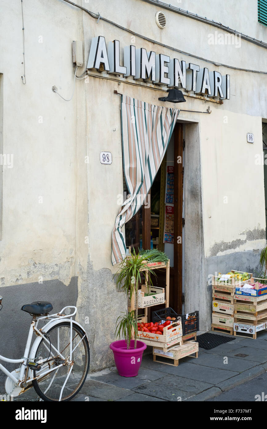 Alimentari or grocery in Lucca, Italy Stock Photo