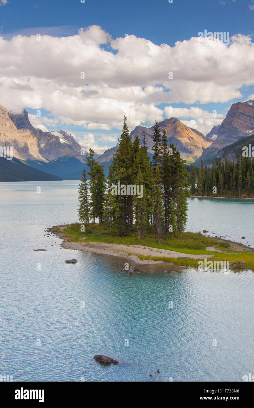 Spirit Island in Maligne Lake, Jasper National Park, Alberta, Canadian Rockies, Canada Stock Photo