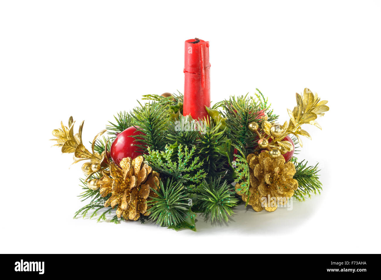 Nice Table Christmas wreath with red candle Stock Photo Alamy