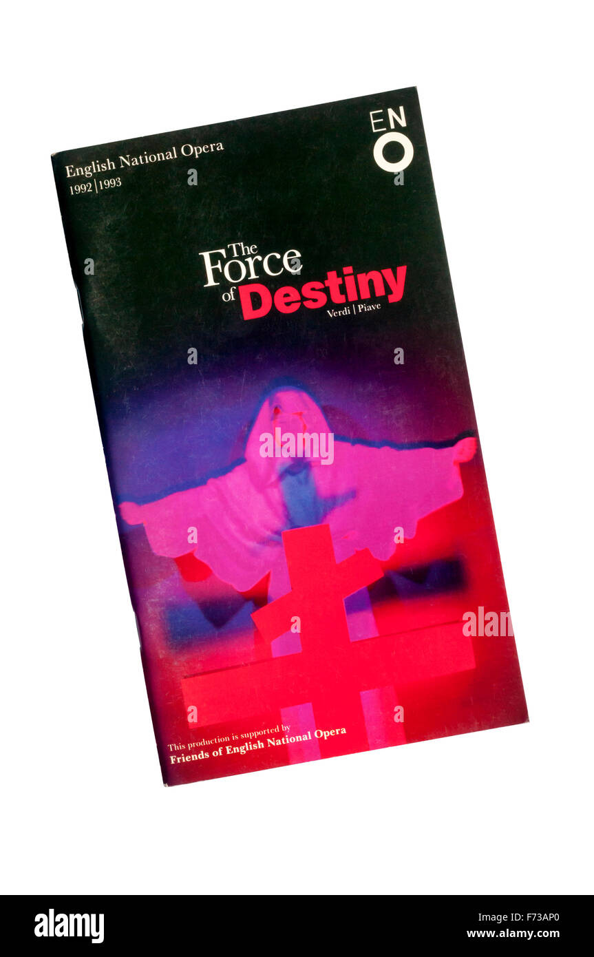 Programme for the 1992 English National Opera production of The Force of Destiny by Verdi at The London Coliseum. Stock Photo