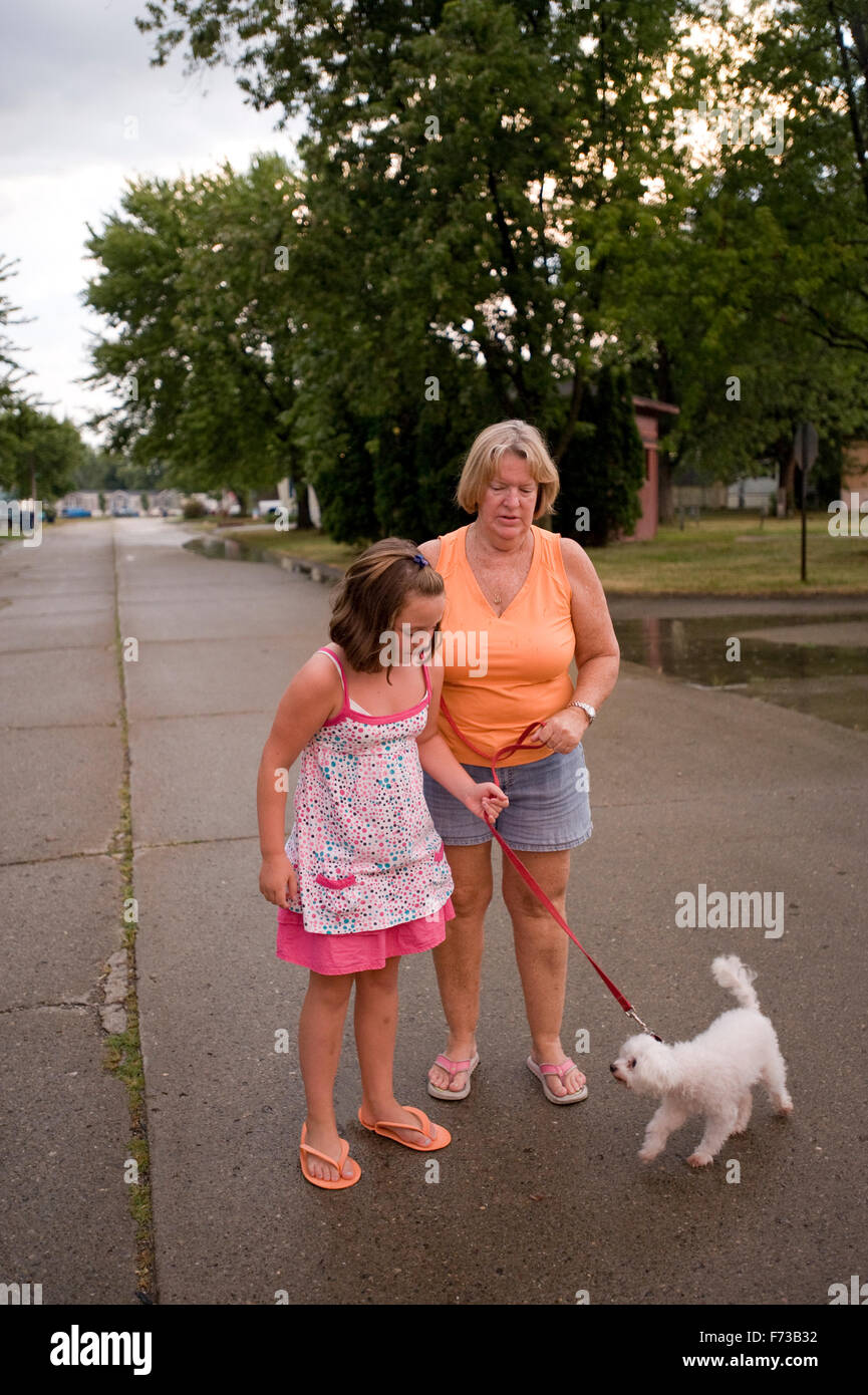 Teen girl walking dog hi-res stock photography and images - Alamy