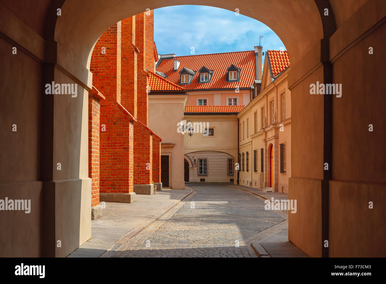 Empty street in the Old Town, Warsaw, Poland Stock Photo