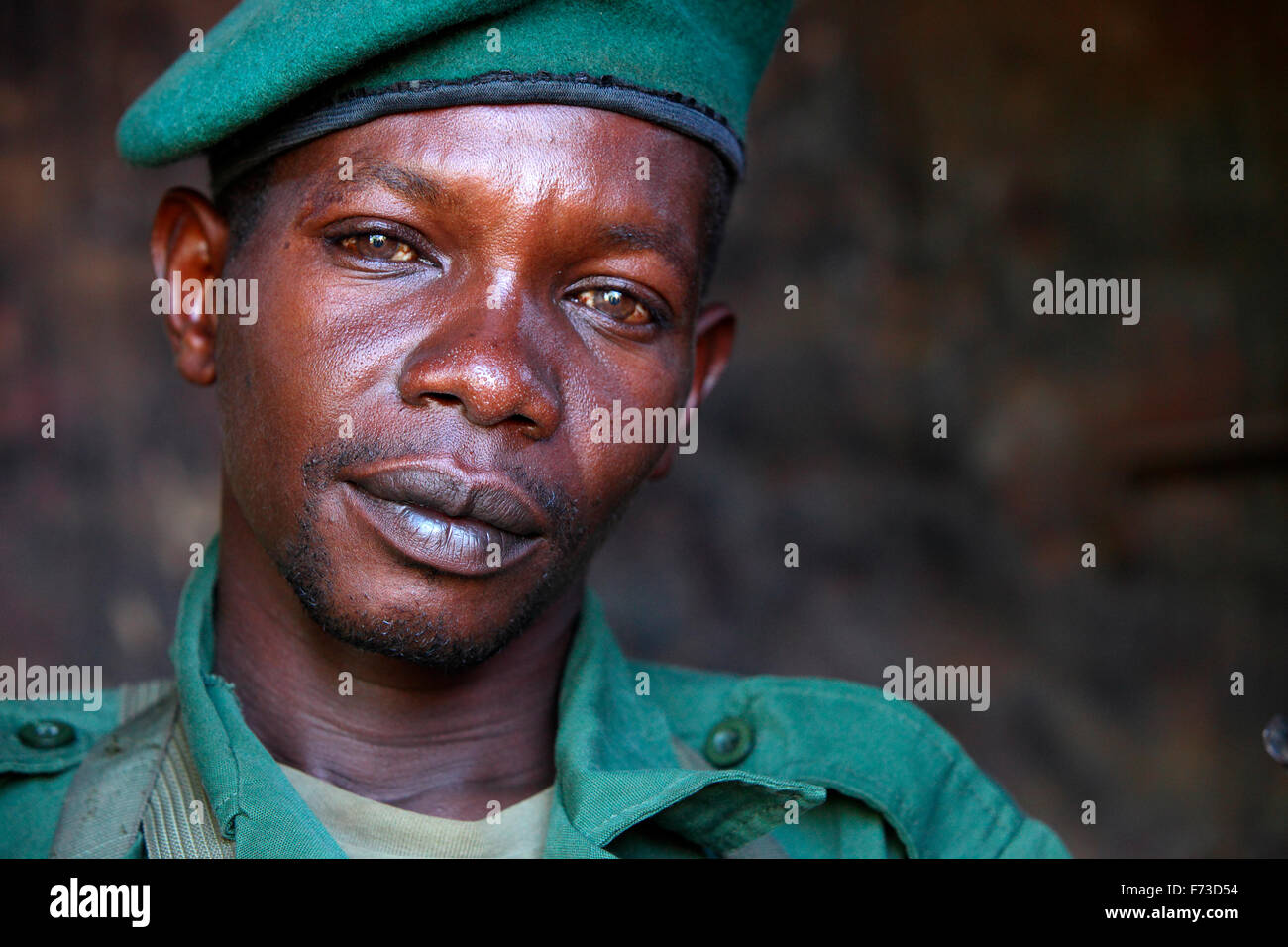 Congolese soldiers charged with protecting the Garamba National Park in the Democratic Republic of Congo Stock Photo