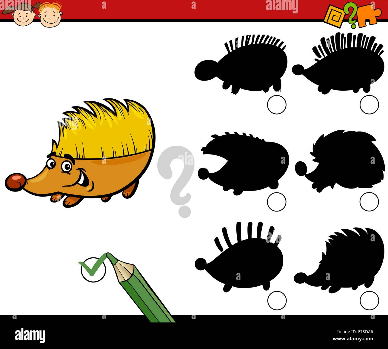 Cartoon Illustration of Educational Shadow Task for Preschool Children ...