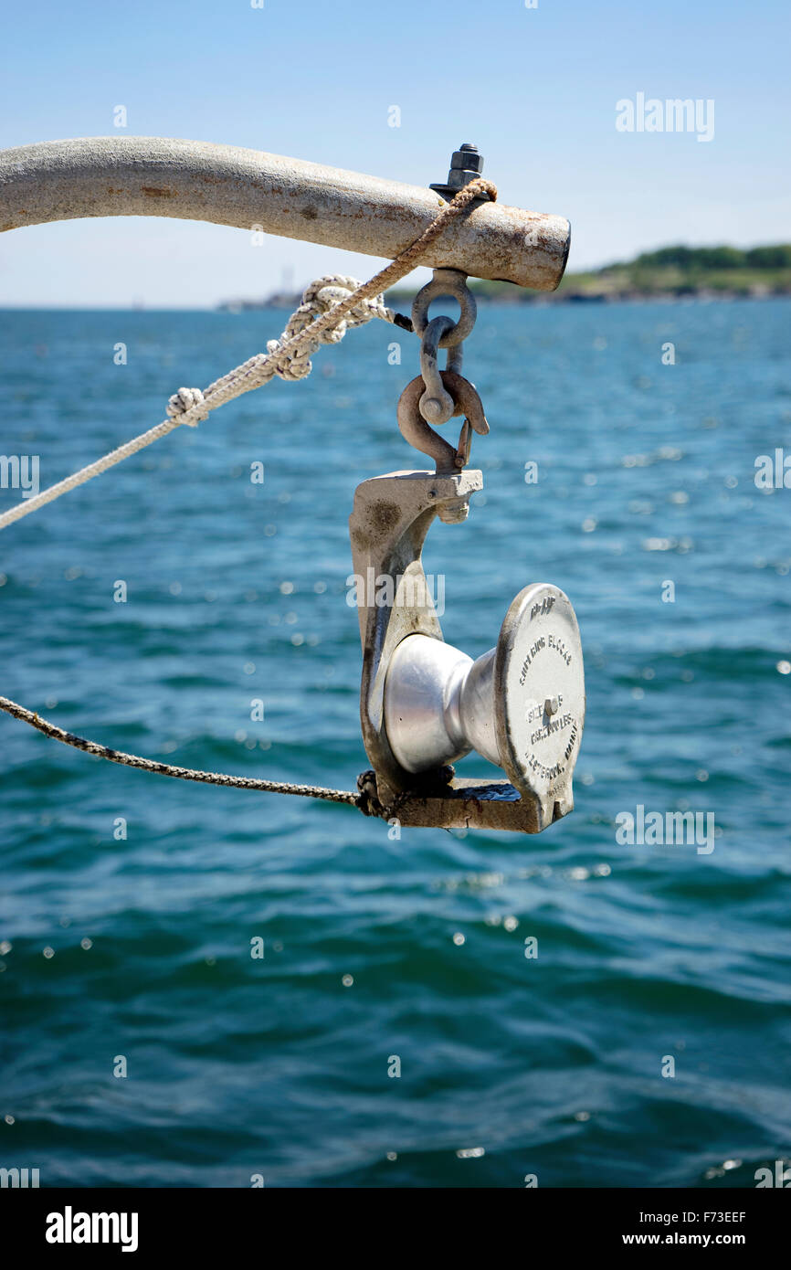Pulley for hauling lobster traps Stock Photo Alamy