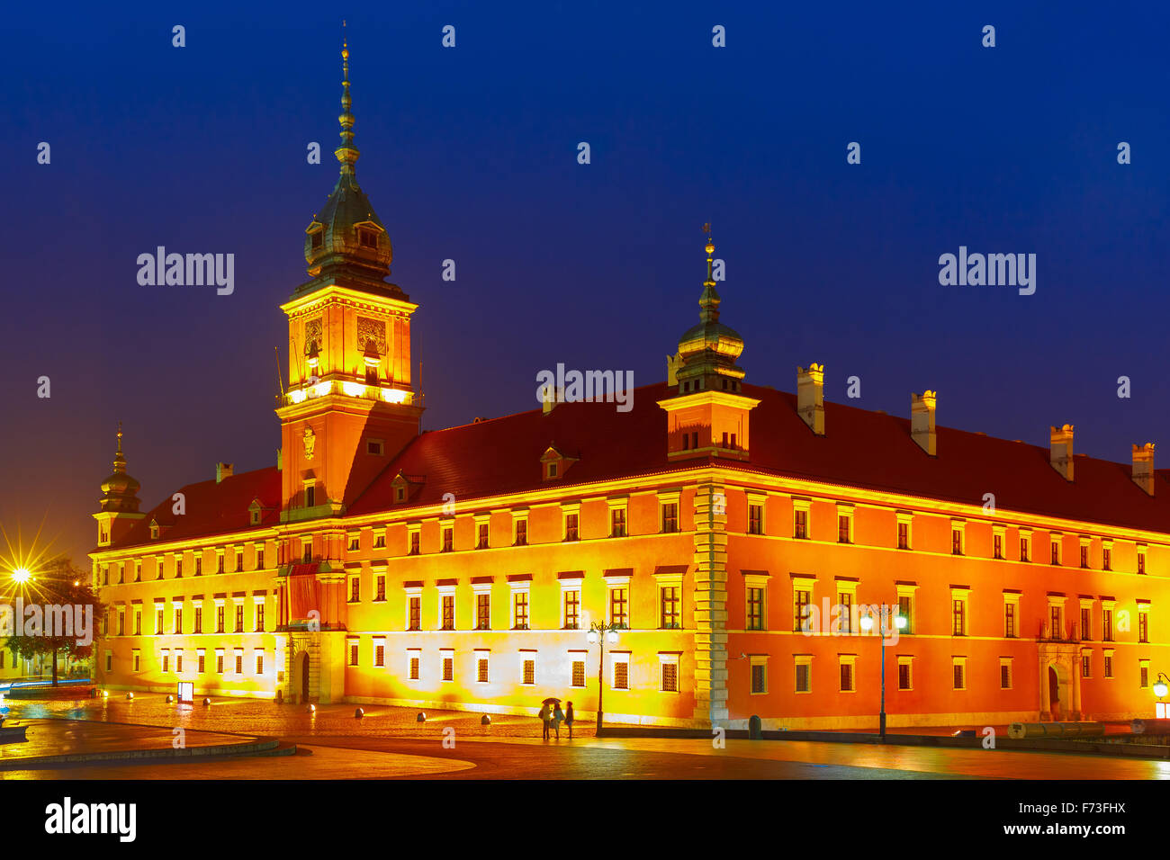 Royal Castle at night in Warsaw, Poland. Stock Photo