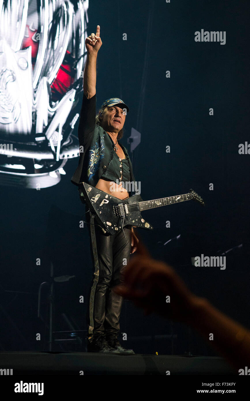 Paris, France. 24th Nov, 2015. German rock band "Scorpions" with guitarist Matthias Jabs give a concert in the sold-out Bercy hall in Paris, France, 24 November 2015. Photo: Nicolas Carvalho Ochoa/dpa/Alamy Live News Stock Photo