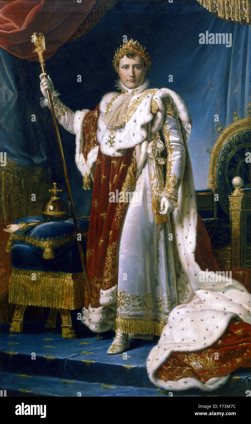Jean Auguste Dominique Ingres - Napoleon Bonaparte as Emperor Napoleon I on Imperial throne Stock Photo