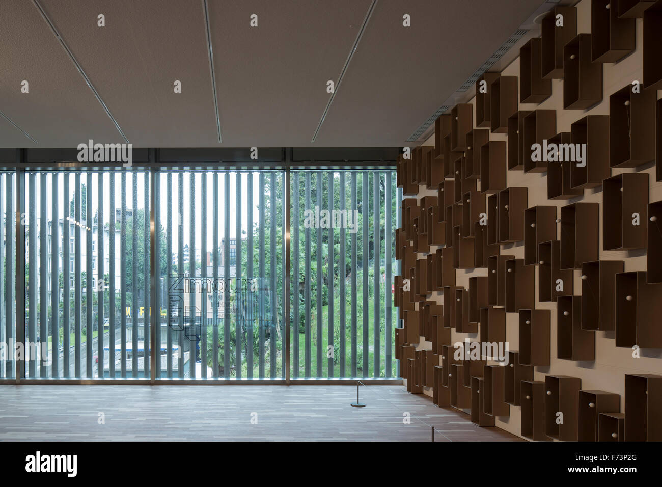 Wall mounted artwork in exhibition space. lac lugano art centre ... Studio design lugano