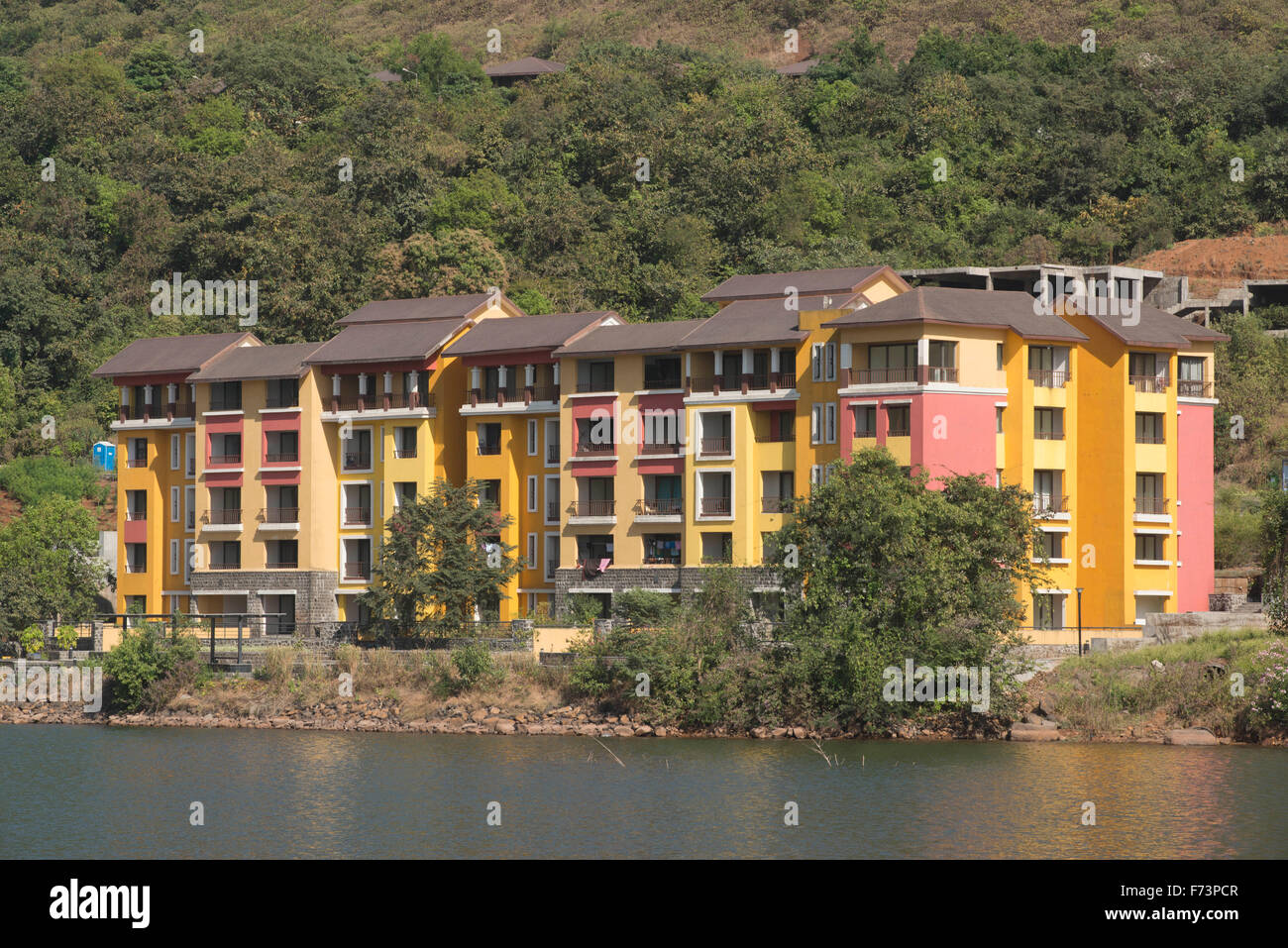 Apartments, dasve lake, lavasa, pune, maharashtra, india, asia Stock Photo