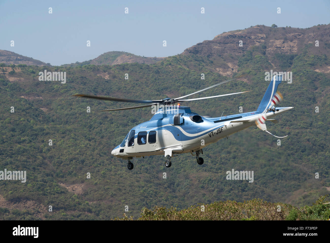 Helicopter flying, lavasa, pune, maharashtra, india, asia Stock Photo