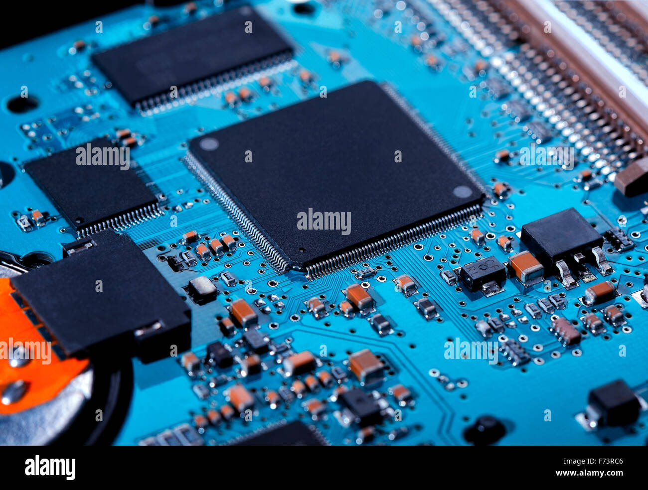 Closeup electronic board, toned image, shallow DOF Stock Photo