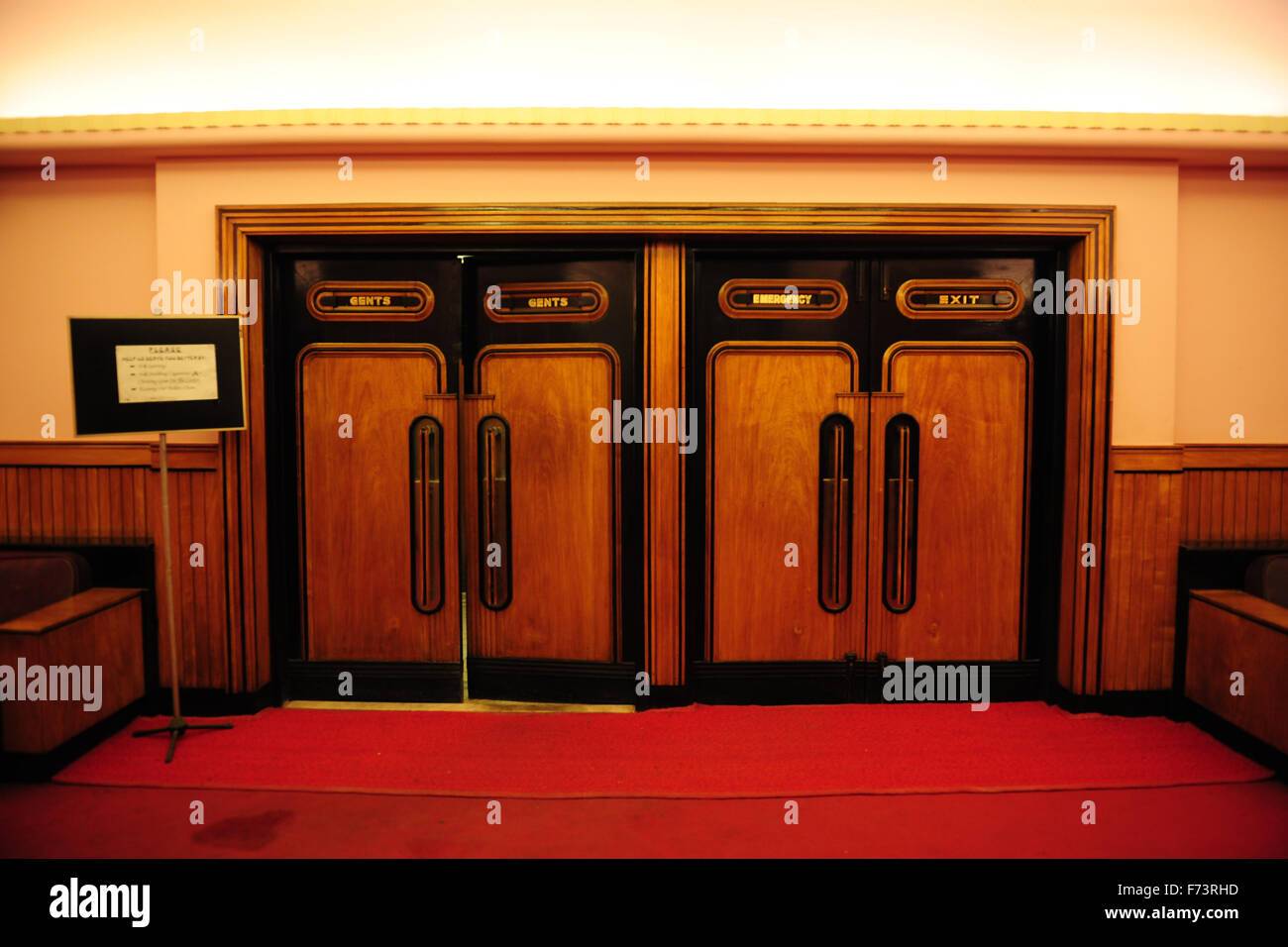 Art Deco doors, Liberty Cinema, Movie theater, Art Deco, Marine Lines, Bombay, Mumbai, Maharashtra, India, Asia Stock Photo