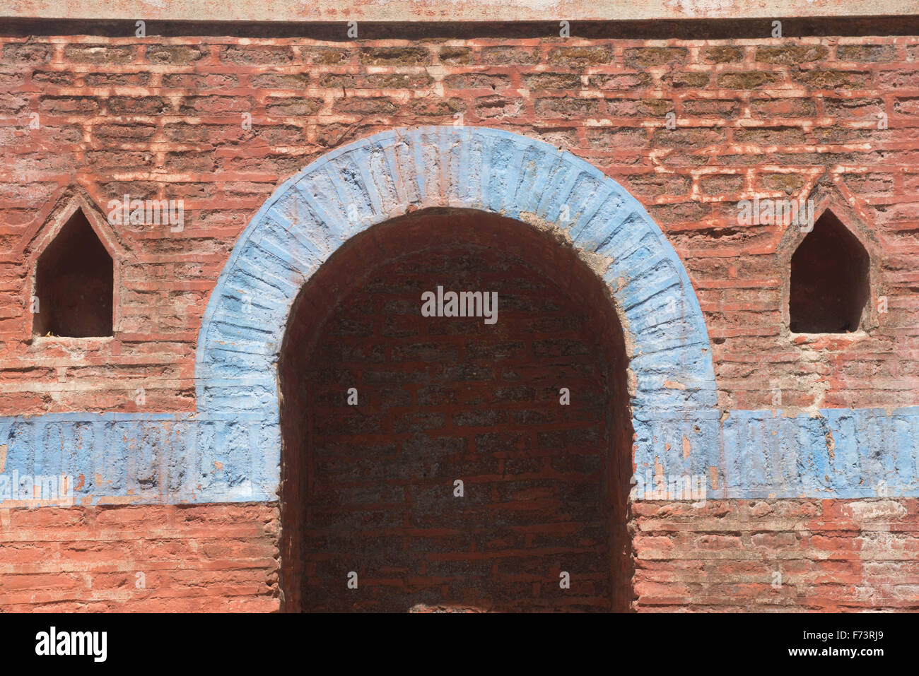 brick wall with alcoves, kartikeya temple, pune, maharashtra, india, asia Stock Photo