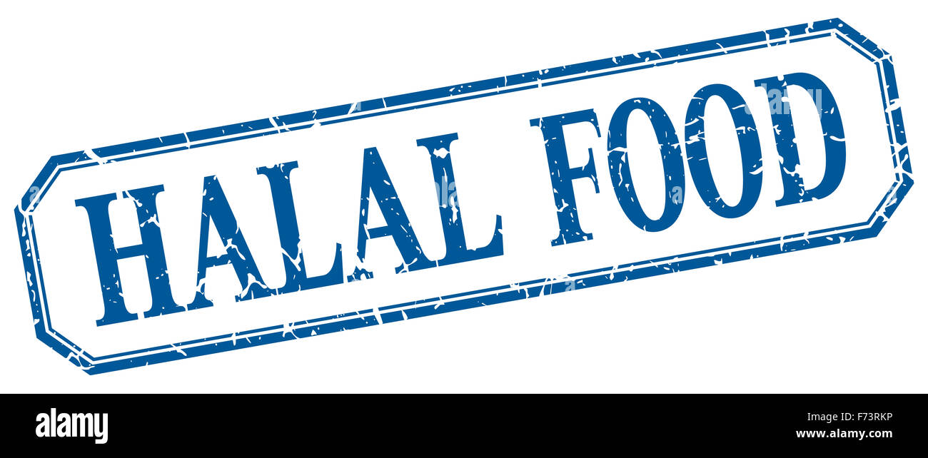 halal food square blue grunge vintage isolated label Stock Photo Alamy