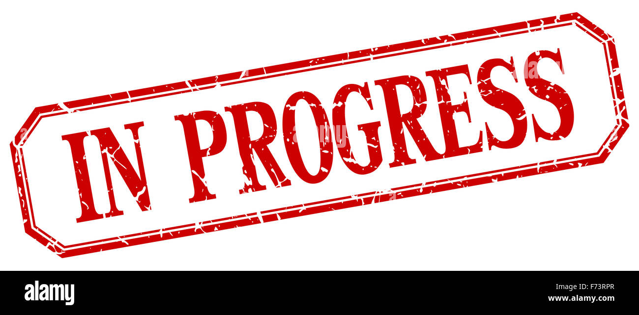 in progress square red grunge vintage isolated label Stock Photo - Alamy