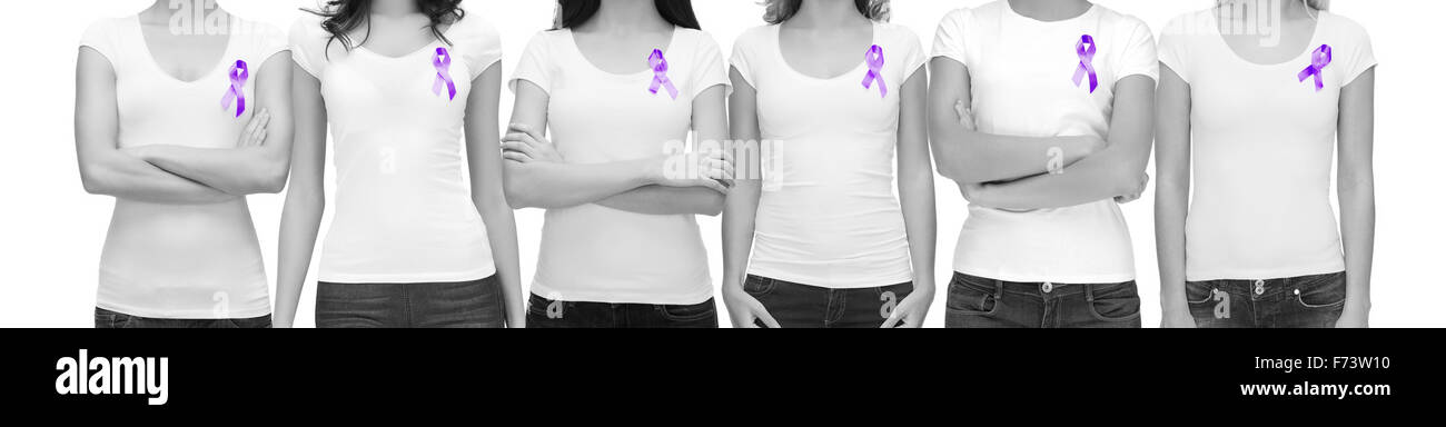 close up of women with purple awareness ribbon Stock Photo - Alamy