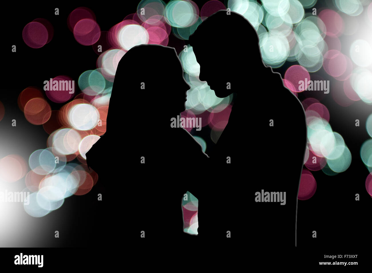 Silhouette illustration of romantic couple hi-res stock photography and ...