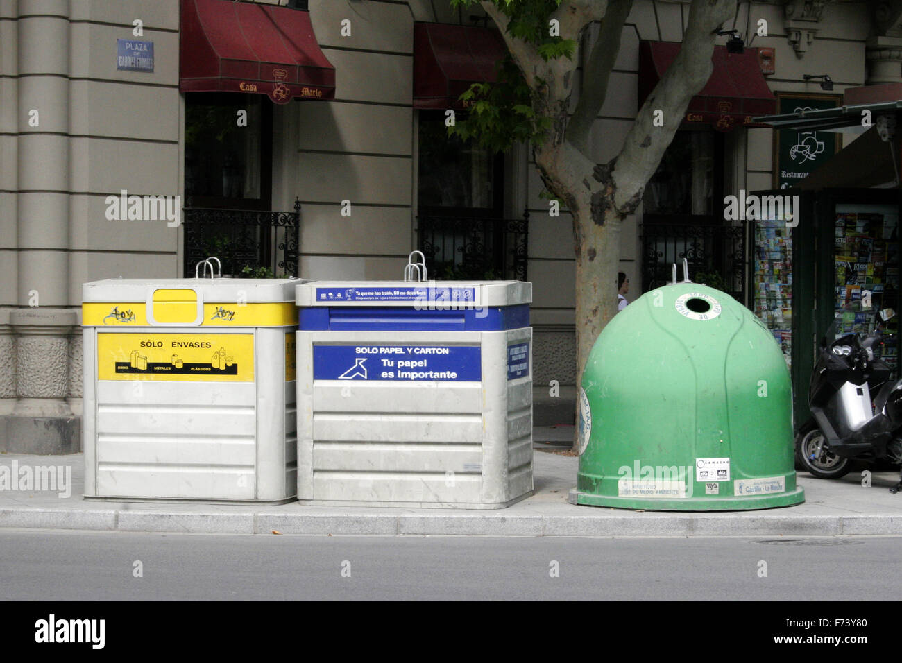 Urban recycling containers in Albacete, Spain Stock Photo Alamy