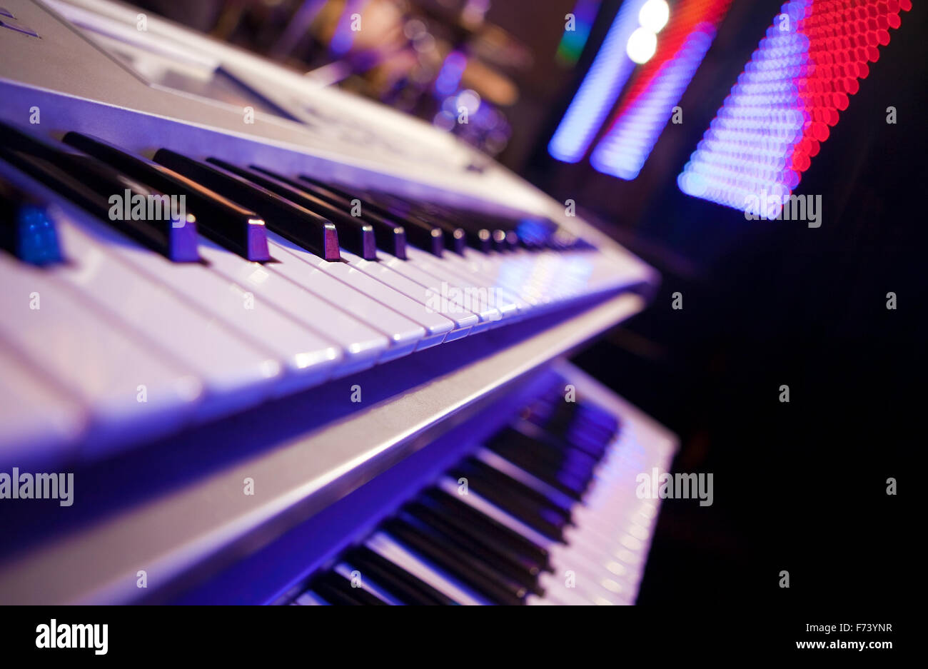 Piano detail with Stage Lighting Stock Photo Alamy