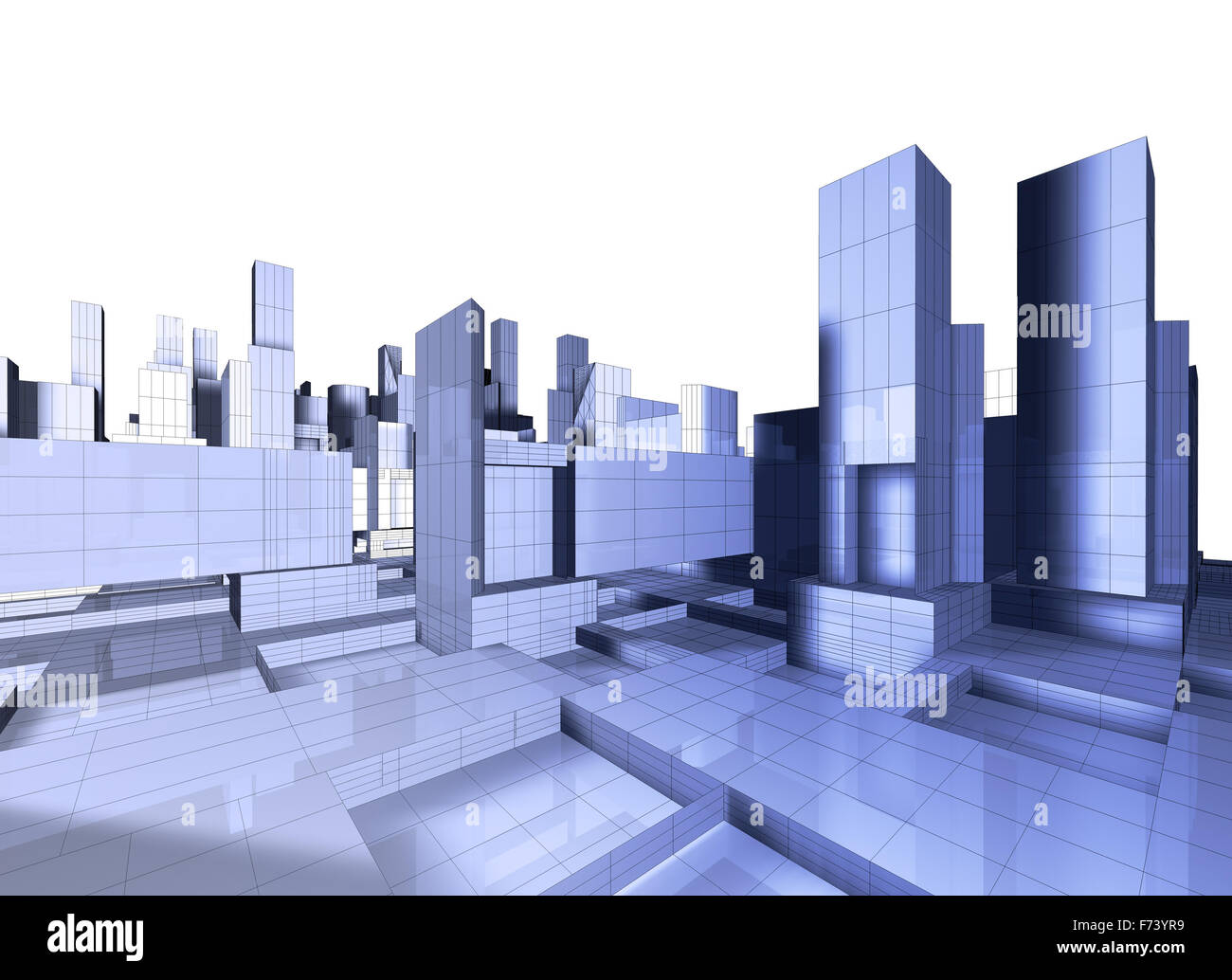 3d image of city blueprint with skyscraper and street Stock Photo