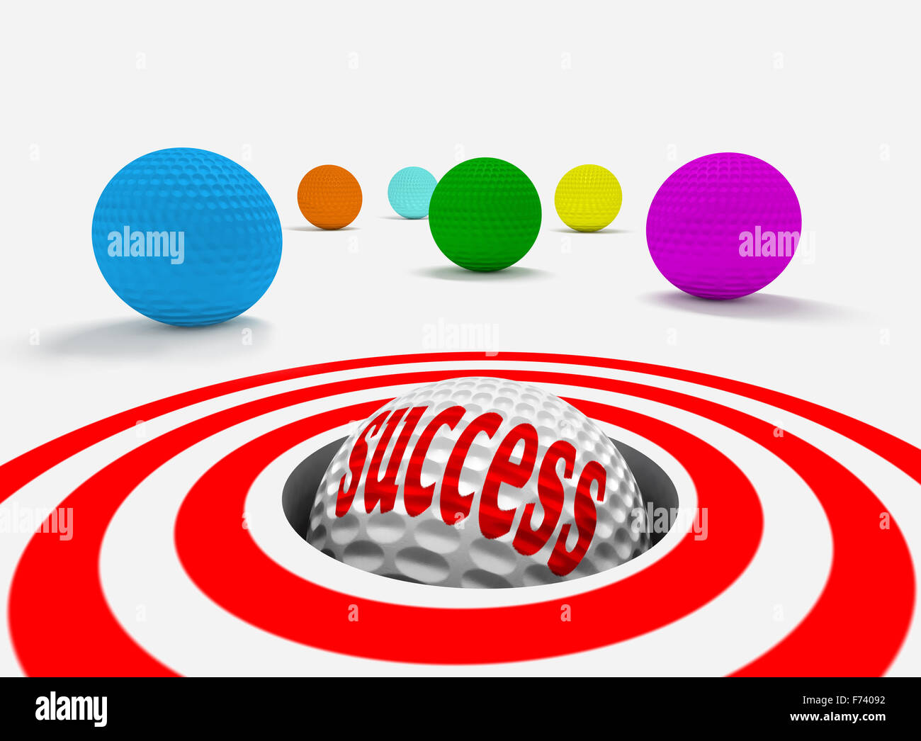 Conceptual 3d image of success with golf balls Stock Photo