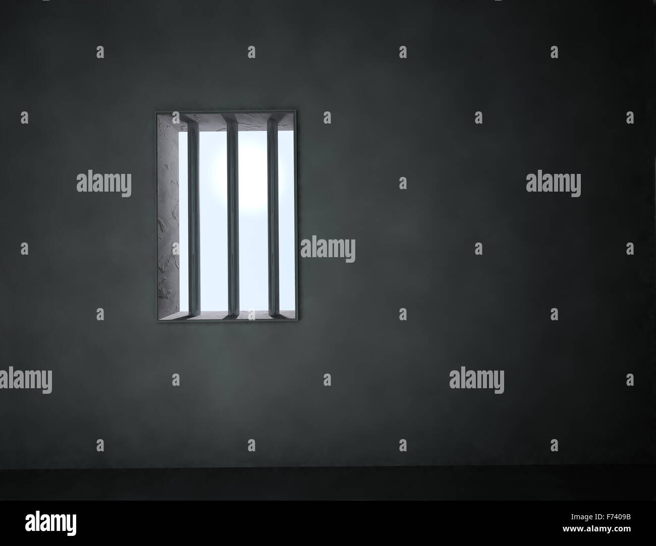 3d architecture background with bars of a jail Stock Photo