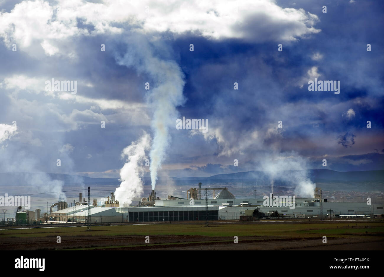 Concept of environment with manufacturing plants Stock Photo