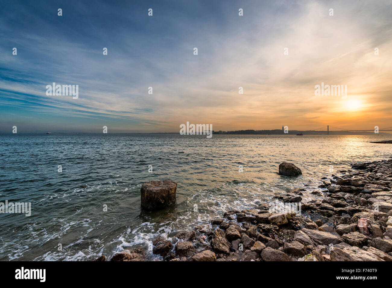 View of the River Tagus in Lisbon, Portugal Stock Photo