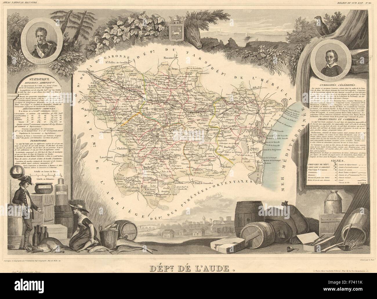 Departement De L Aude Decorative Antique Map Carte By Victor Stock Photo Alamy Departement De L Aude Decorative Antique Map Carte By Victor Stock Photo Alamy