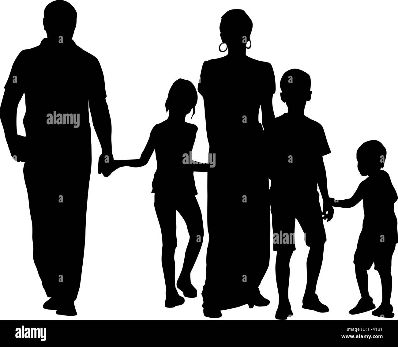 wallpapers Black Family Of 5 Silhouette https www alamy com stock photo black silhouettes family on white background vector illustratio 90443333 html