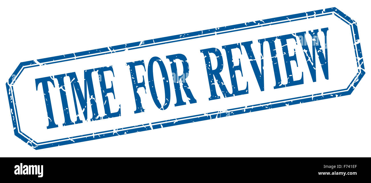 For Review Label time for review square blue grunge vintage isolated label Stock Photo ...