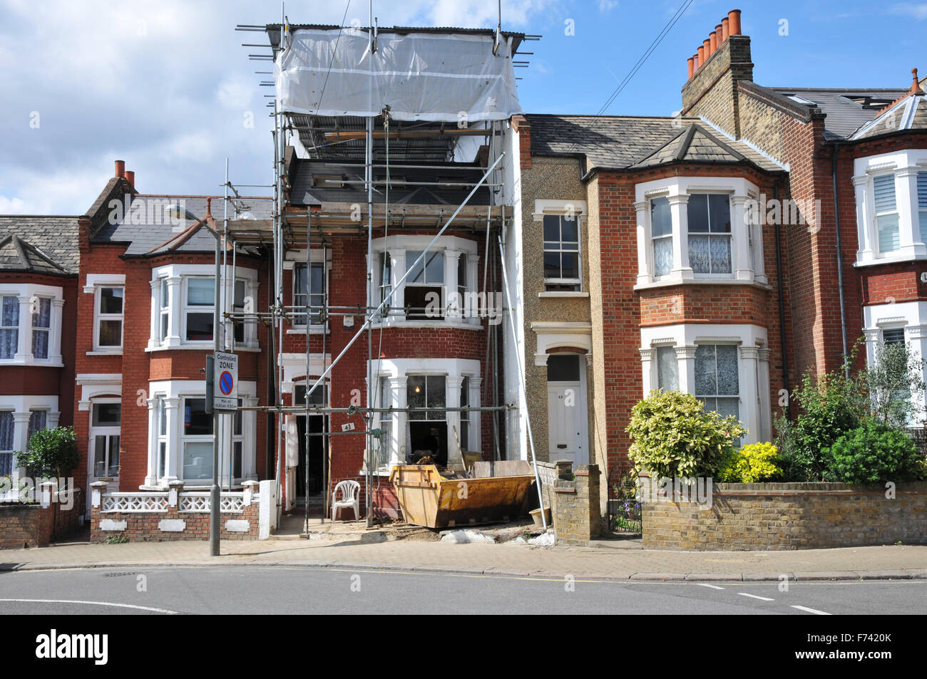 building work on terrace house. Stock Photo