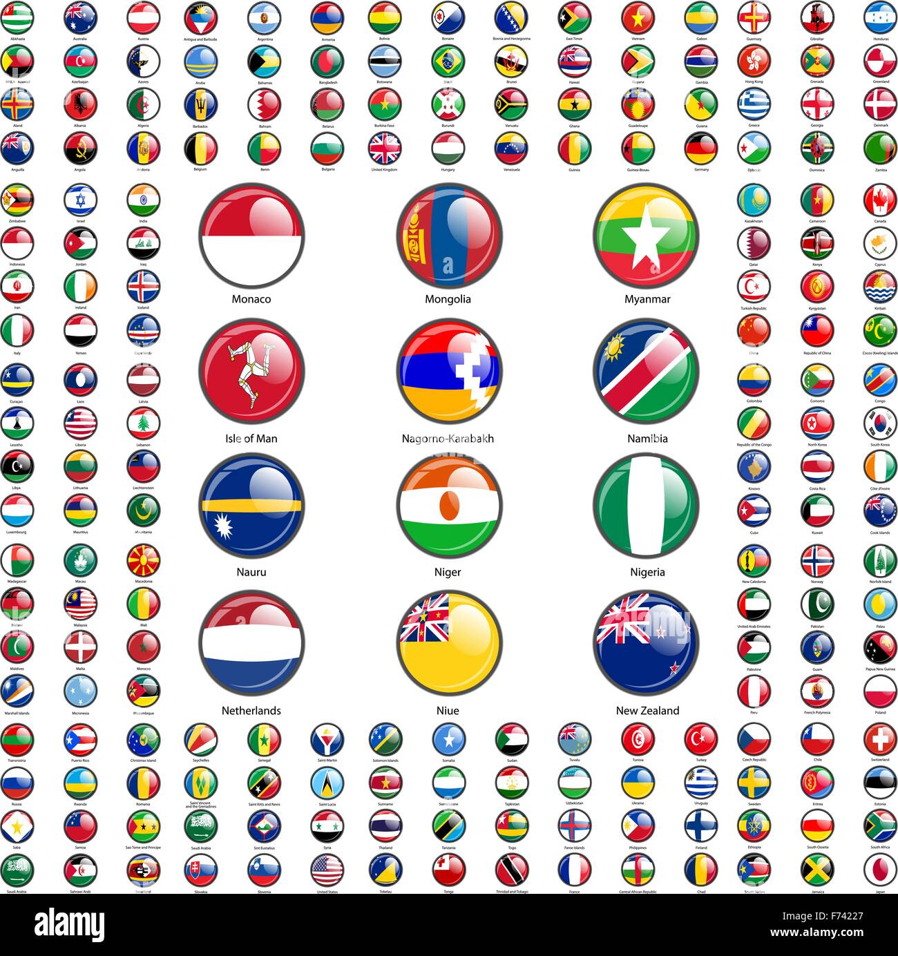 Set Flags of world sovereign states. Vector illustration Stock Vector