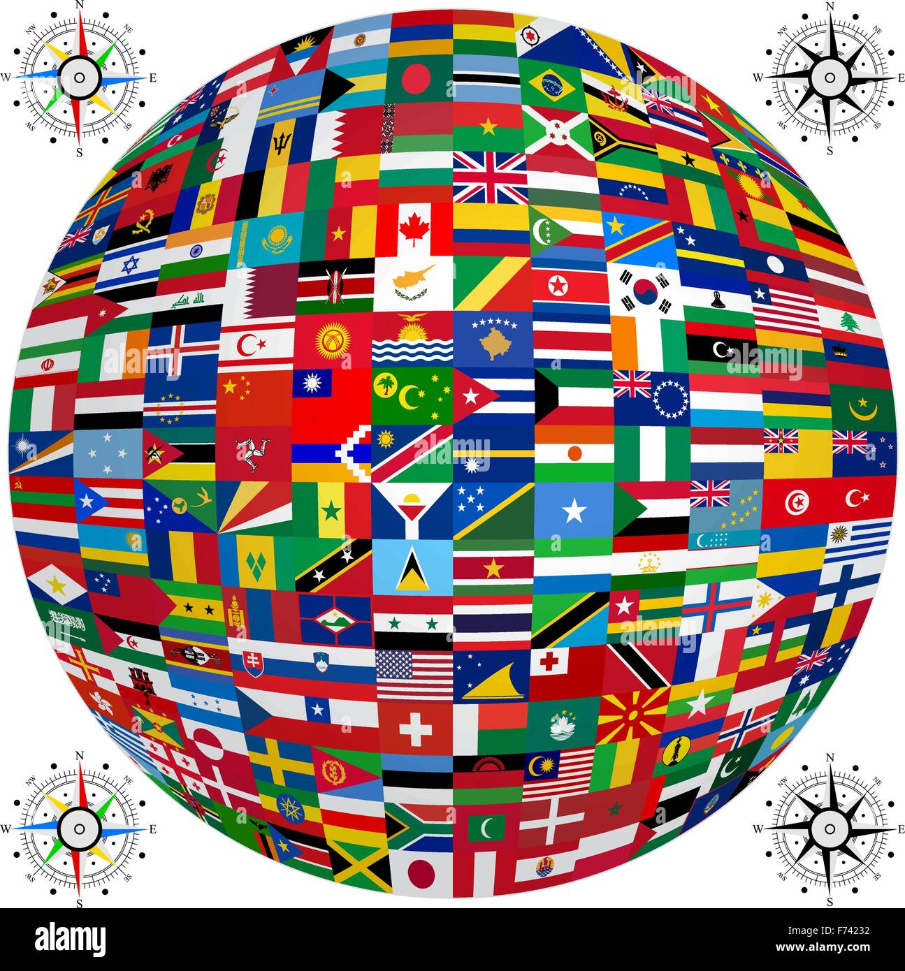 Set Flags of world sovereign states. Vector illustration Stock Vector
