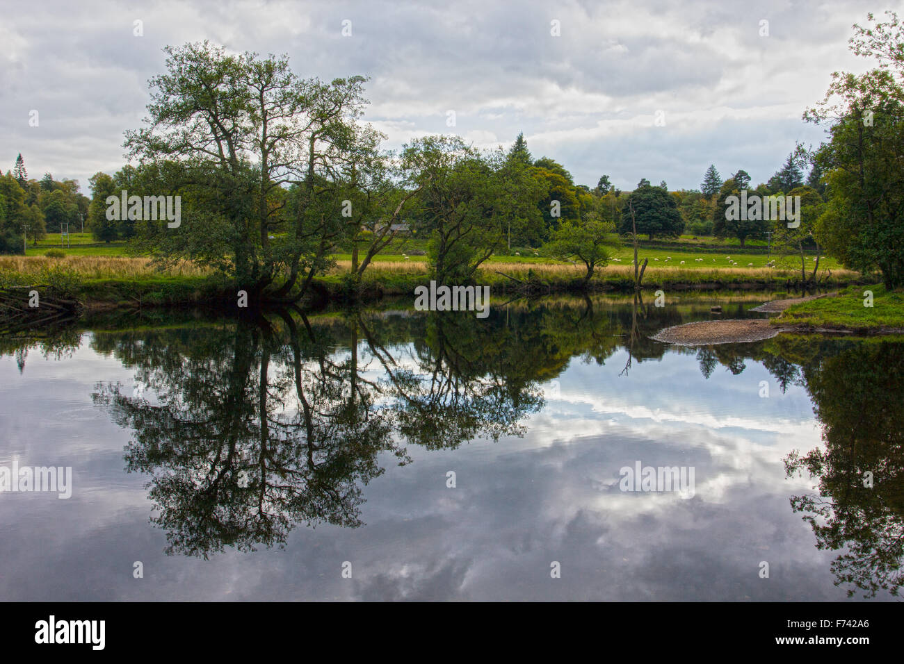 Reflections on the River Teith at Callander Stock Photo