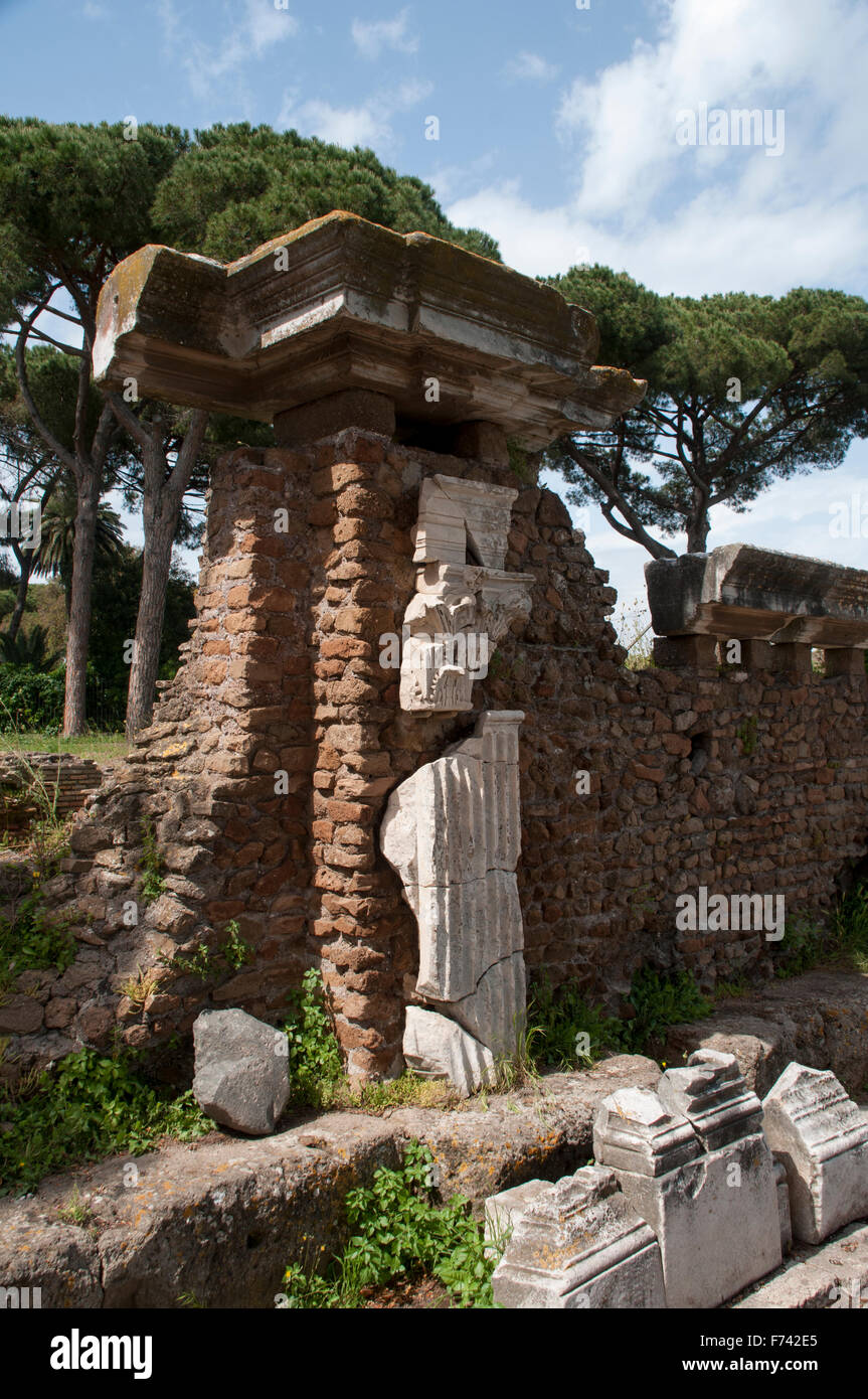 Ostia Antica was the harbor city of ancient Rome and was around 30 kilometers apart from the capital. Stock Photo