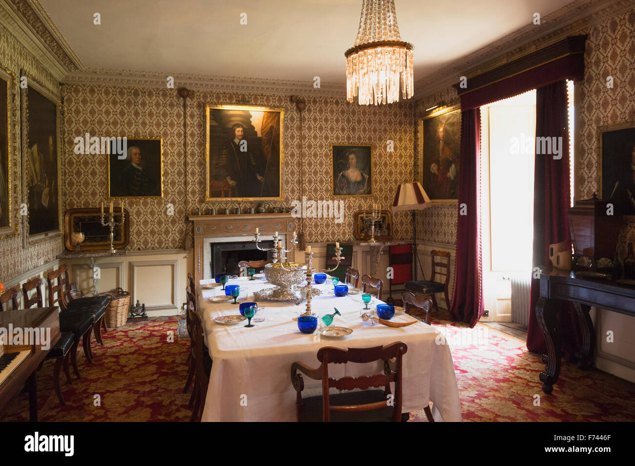 The Dining Room in Traquair House - Innerleithen, near Peebles, Scottish Borders. Stock Photo