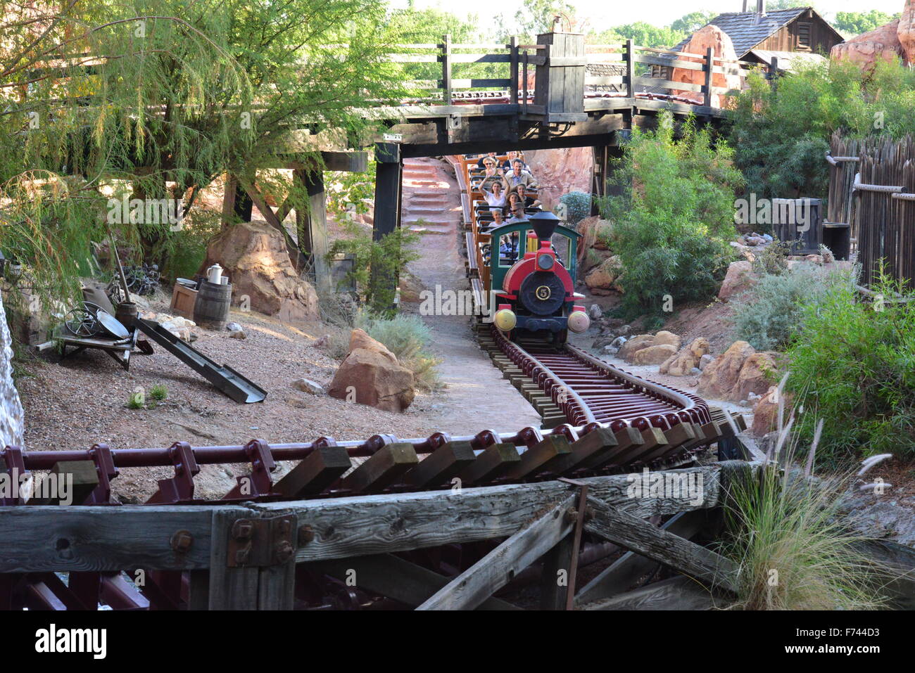 Big thunder Mountain railroad at Disneyland, Los Angeles. Stock Photo