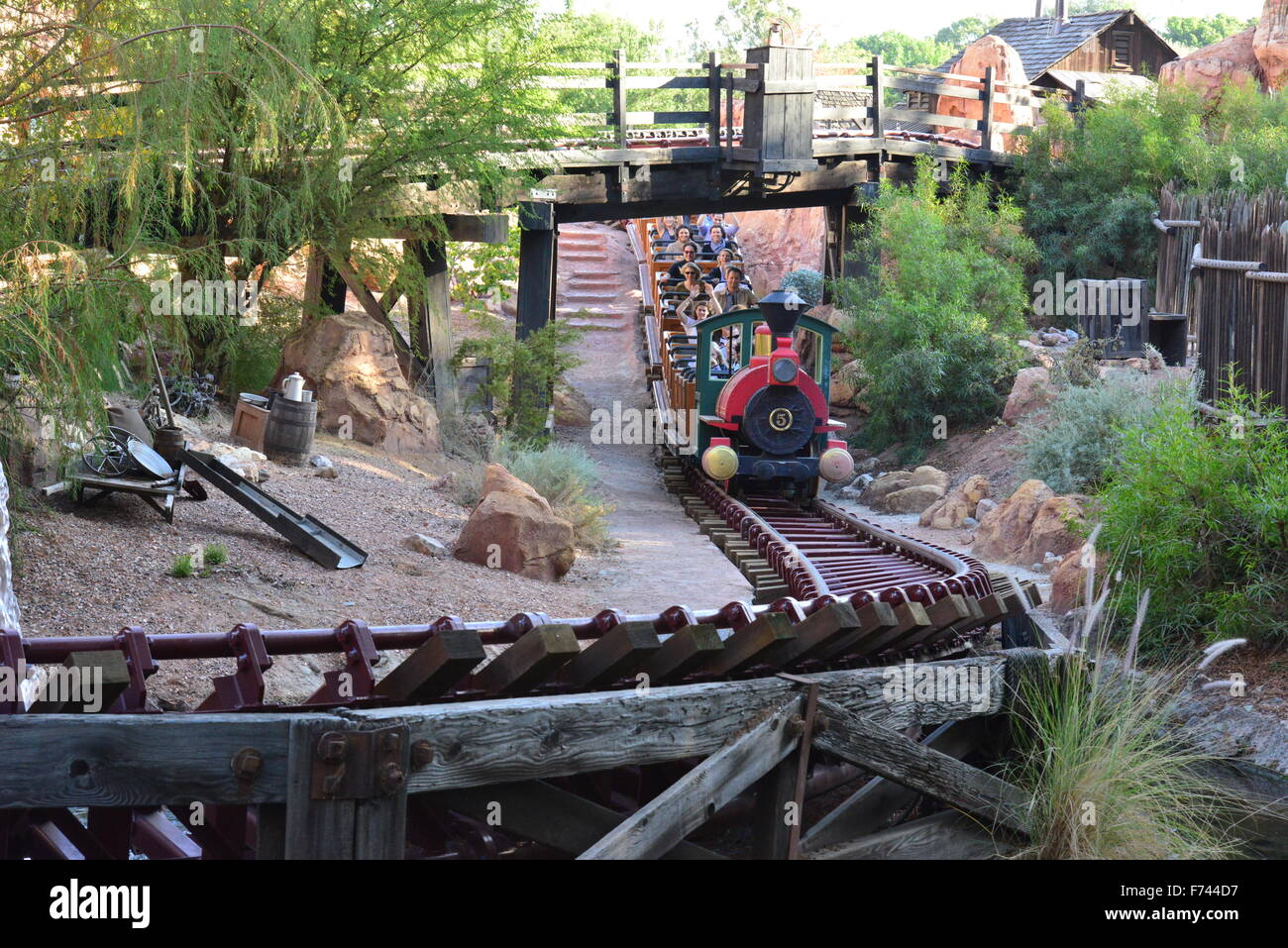 Big thunder Mountain railroad at Disneyland, Los Angeles. Stock Photo