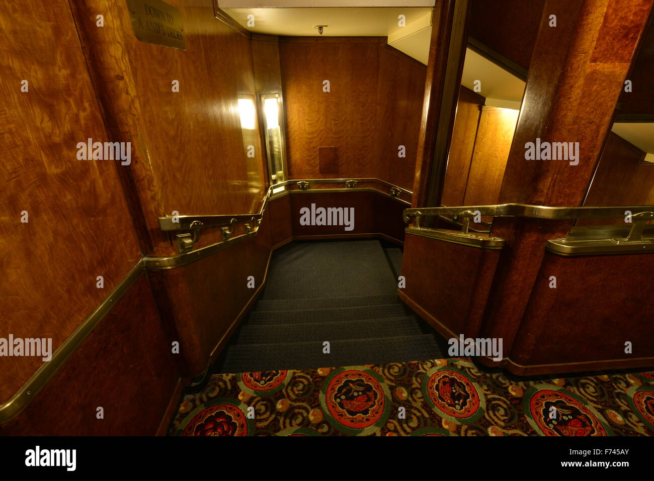 The interior of the Liner the RMS Queen Mary. Stock Photo