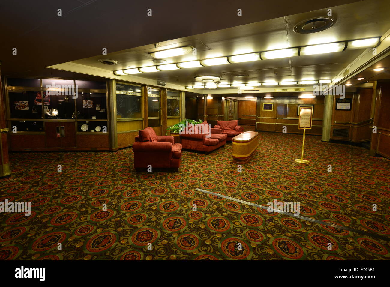 The interior of the Liner the RMS Queen Mary. Stock Photo