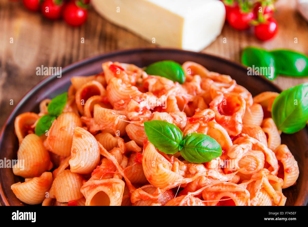 pasta with tomato sauce and cheese Stock Photo