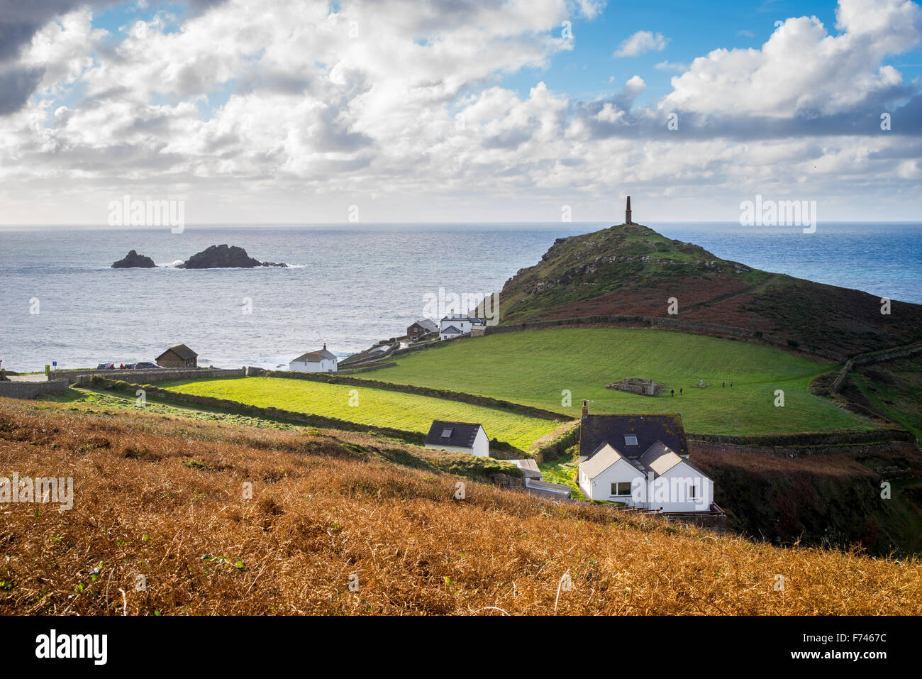 The headland at Cape Cornwall the site of a former Tin Mine near St Just England UK Europe Stock Photo