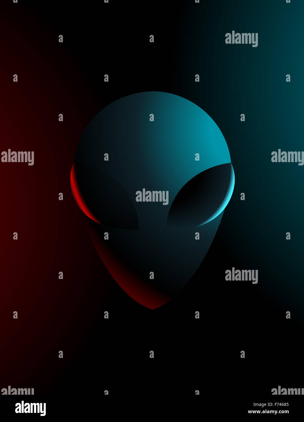 Simple illustration of an alien in dark colors Stock Photo