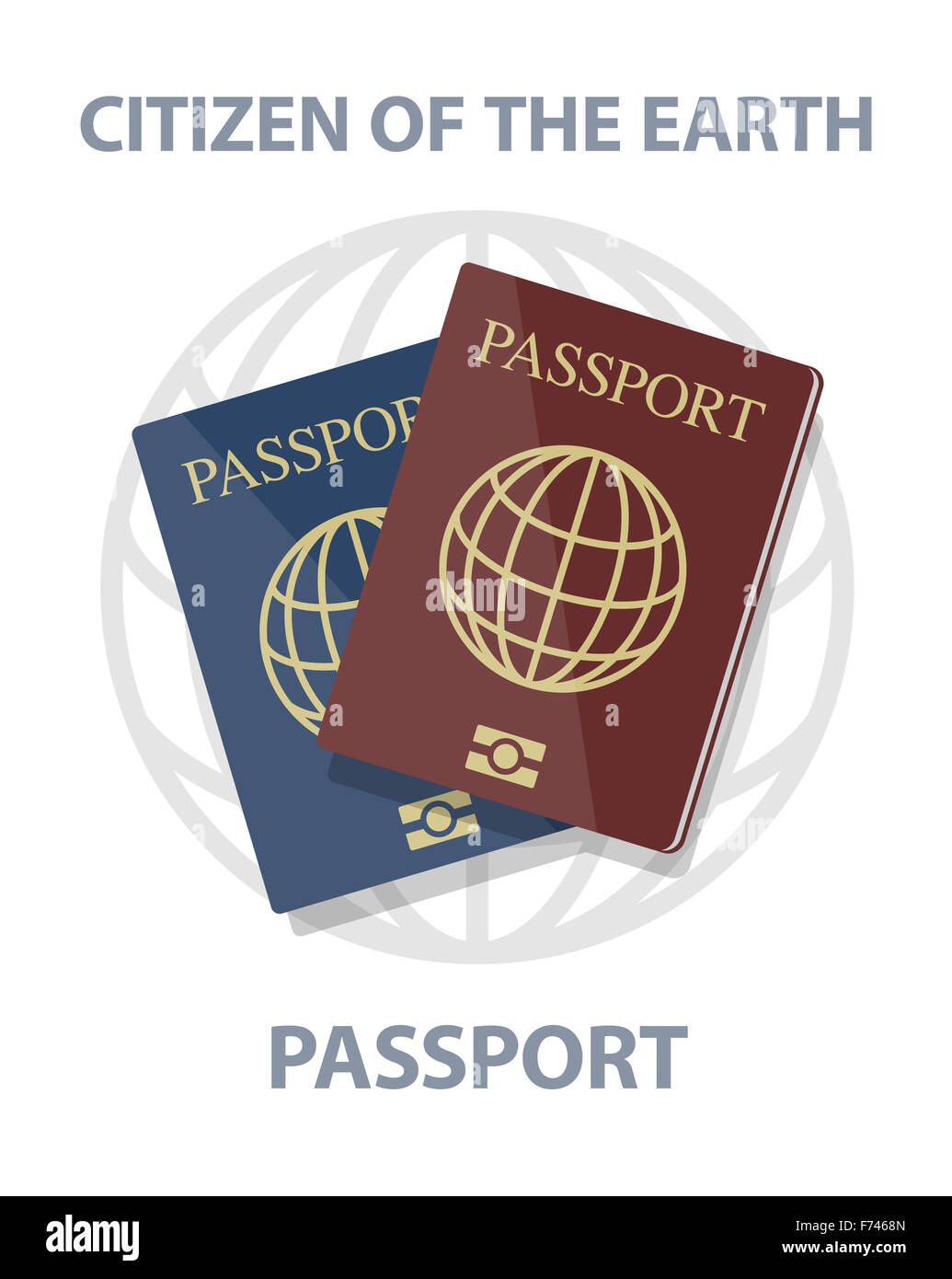 Vector biometric passports with globe, citizen of earth concept, eps10 Stock Photo