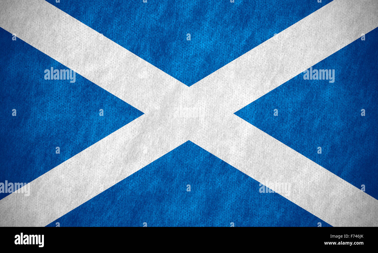 flag of  Scotland or Scotch banner on canvas texture Stock Photo