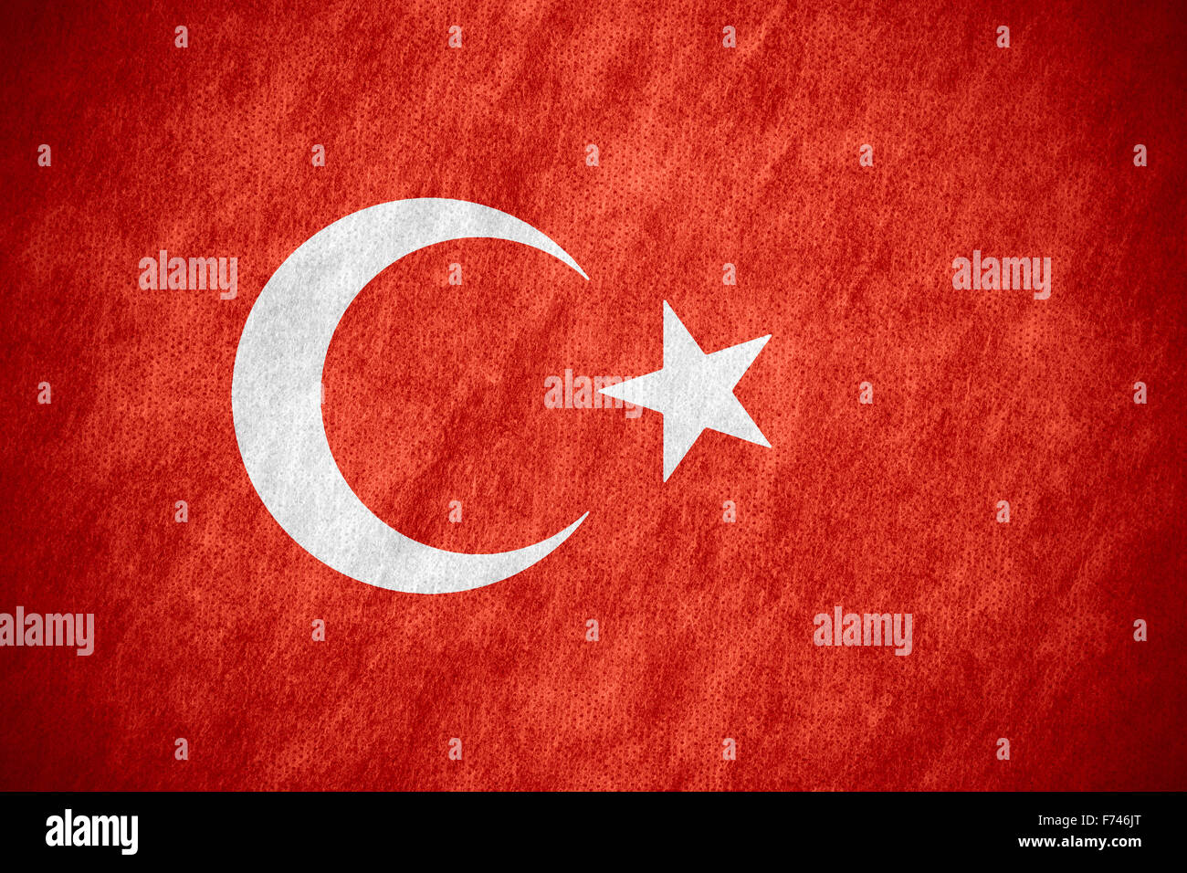 flag of Turkey or banner on canvas texture Stock Photo