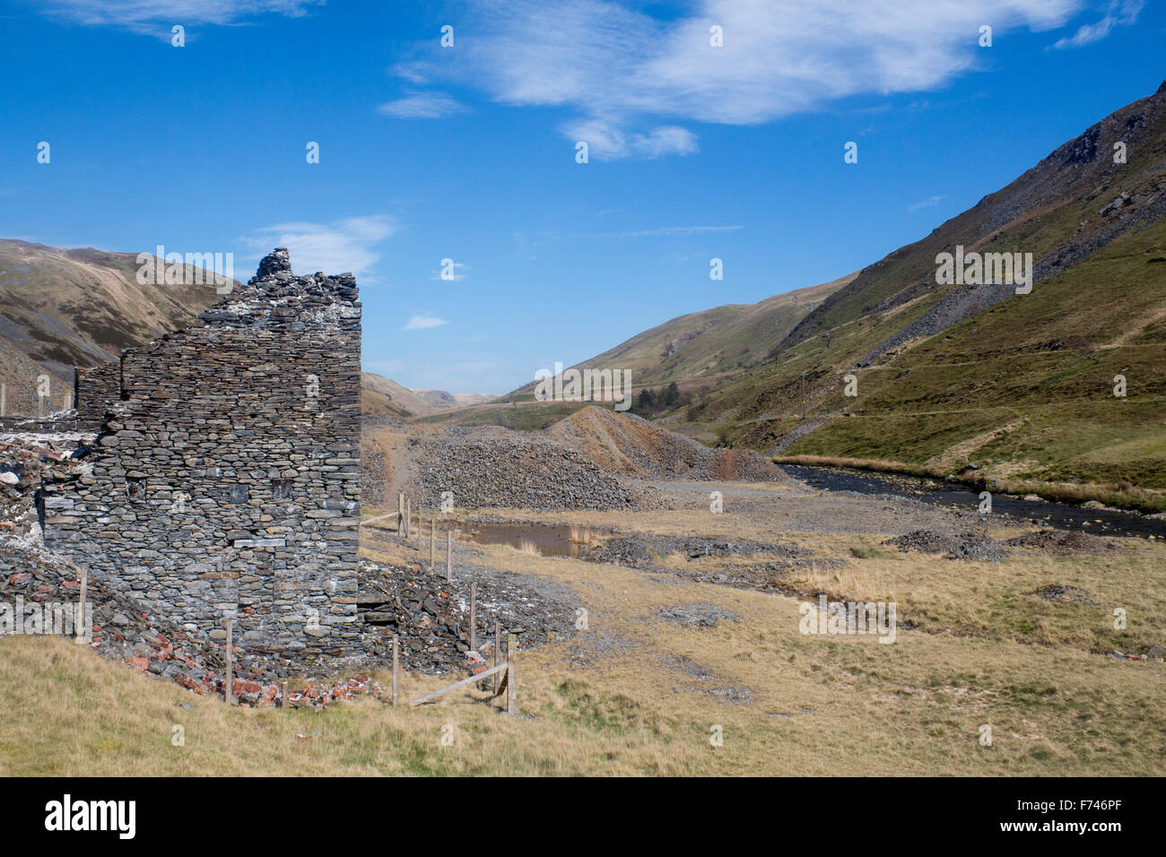 Cwmystwyth ruined disused lead mines Ceredigion Mid Wales UK Stock Photo
